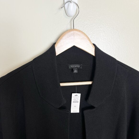 Talbots Womens Black Cardigan Blazer Long Pockets Cotton Modal‎ XL NWT - Picture 7 of 9